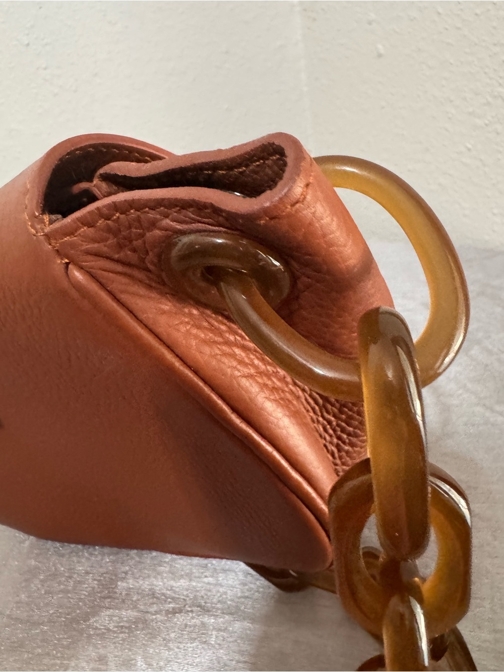 Simon Miller Chestnut Pebbled Leather Shoulder Bag with Tortoiseshell Chain - Picture 3 of 16